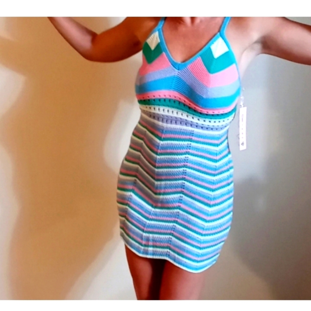 NWT,Sexy,Multi-Colored,Stretchy,Crocheted,Dress/Swimsuit/Beach Coverup🩷🤍💚💙💜